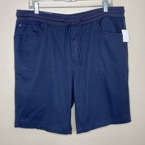 IZOD Shorts Navy Cotton Blend Drawstring Modern Fit Comfort Stretch NWT 36